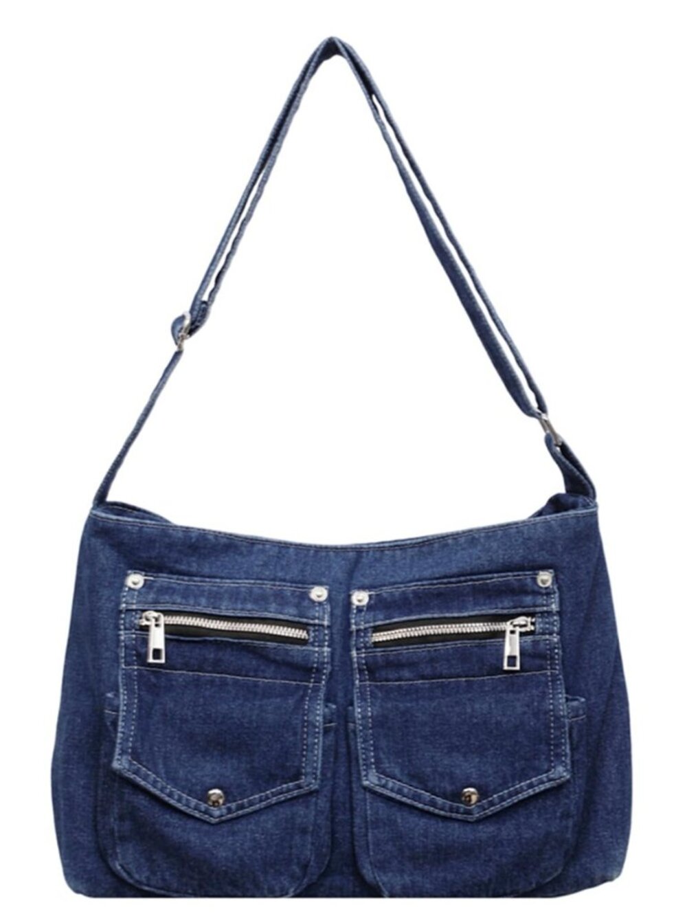 Denim Crossbody Bags for Women Jean Purse Multi-Pocket Denim Shoulder Bag Large